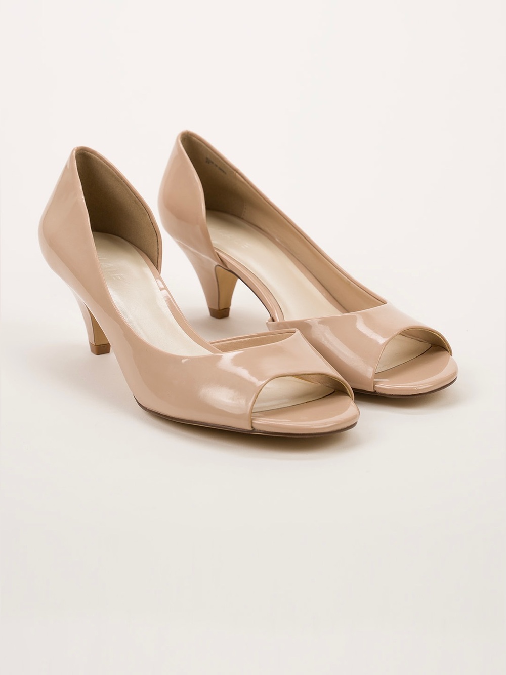 Locale Nude Patent Open Toe Pumps